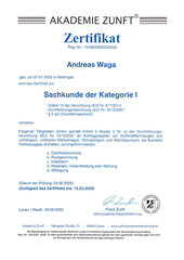 Andreas Waga, Sachkunde der Kategorie I