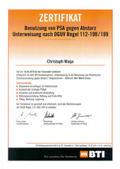 Benutzung PSA gegen Absturz Unterweisung nach DGUV Regel 112-198 / 199