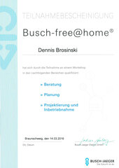 Teilnahmebescheinigung Busch-free@home®, Dennis Brosinski